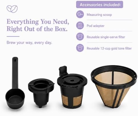 Multi-Brew Coffee Maker – 12-Cup Carafe & Single-Serve Pod or Grounds, Iced Coffee Mode, Programmable Touch Display, Includes Filters (LAVENDER) - Image 4