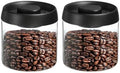 uxcell 2pcs Coffee Vacuum Container, 500ml/17oz Glass Coffee Bean Storage Container with Lids for Spices Biscuits Loose Leaf Tea, Black by uxcell