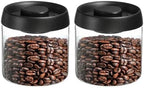 uxcell 2pcs Coffee Vacuum Container, 500ml/17oz Glass Coffee Bean Storage Container with Lids for Spices Biscuits Loose Leaf Tea, Black by uxcell