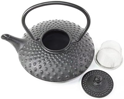 Japanese Antique 24 Fl Oz Black Dot Hobnail Chinese Cast Iron Teapot Tetsubin with Infuser + Gift Bow - Image 3