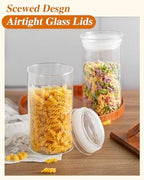 ZENS Glass Canisters with Airtight Lids, Set of 2 50oz Tall Storage Jars - Image 4