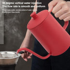 Gooseneck Pour Over Kettle 600ml Stainless Steel Tea Pot with Temperature Gauge Spout for Coffee Red - Image 5