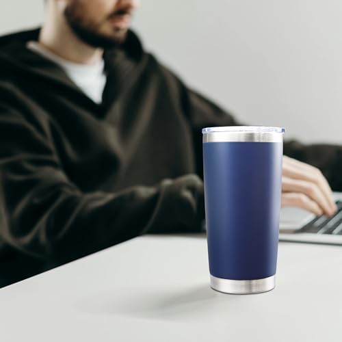 20oz Tumbler with Lid Stainless Steel Tumblers Insulated Mug Navy 12P - Image 2