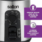 Salton Stainless Steel Smart Coffee Grinder, Electric Blade for Ground Coffee, Spices, Herbs, Nuts with Stainless Steel Blade, 80g/12 cup capacity (CG2123) - Image 7