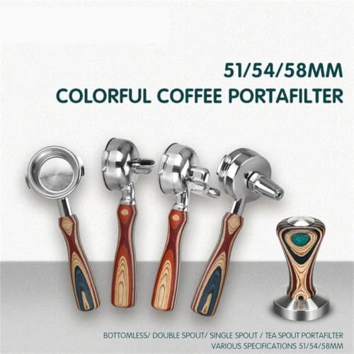 51mm 54mm 58mm Coffee Bottomless Portafilter Replacement Filter Basket Solid Colorful Wooden Handle Tamper Barista Accessories filter basket(58MM Zinc Alloy) - Image 3