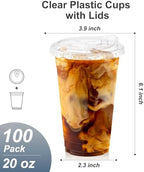 Dealusy 100 Pack - 20 oz Clear Plastic Cups with Sip Lids - Image 2