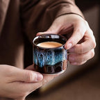 Japanese Tea Cups Set of 6, Ceramic Teacups, Chinese Tea Cups for Hot Tea or Coffee, Demitasse Cups 2.5 Ounces Coffee Mugs (magic blue exterior) - Image 2