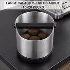 Coffee Grounds Knock Box, Large Stainless Steel Espresso Coffee Knock Box, Coffee Grind Knock Out Box with Removable Knock Bar and Coffee Brush, Coffee Grounds Container with Non-Slip Base - Image 4