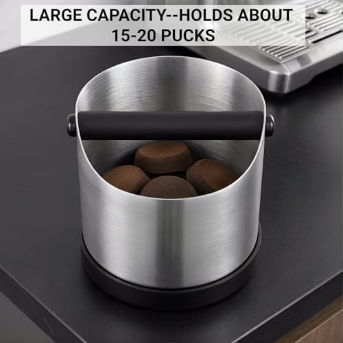 Coffee Grounds Knock Box, Large Stainless Steel Espresso Coffee Knock Box, Coffee Grind Knock Out Box with Removable Knock Bar and Coffee Brush, Coffee Grounds Container with Non-Slip Base - Image 4
