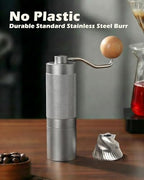 Pro Manual Coffee Grinder Stainless Steel Conical Burr With Adjustable Settings.Portable For Espresso, French press, Pour-over. All-metal, Plastic-free, Perfect For Travel camping - Image 2