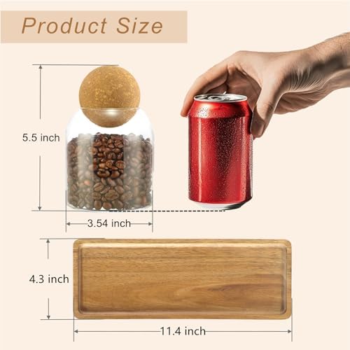 3 Pack Glass Jars with Cork Ball Lids, 17oz Tea Coffee Sugar Container Set - Image 3
