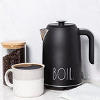 Rae Dunn Electric Hot Water Kettle - Stainless Steel Coffee Maker, Tea Kettle, Swivel Base, With Automatic Shut Off Boil-Dry Protection, Easy Pour Pitcher, 1500 Watt Boiling Power, 1.7 Liters, Black - Image 6