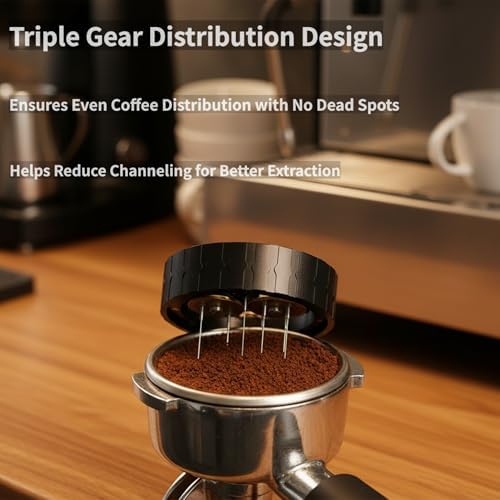 58mm WDT Tool for Espresso, Coffee Distribution Tool with 10 Stainless Steel Needles, Triple-Gear Rotation System, 24 Strong Magnets, All-Metal CNC Aluminum Espresso Stirrer, Coffee Bar Accessories - Image 5