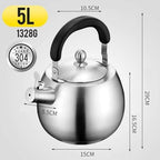 304 Stainless Steel Whistling Tea Kettle with Ergonomic Bakelite Handle Tea Pot Suitable for All Stovetop Kettle Teapot Silver - Image 2