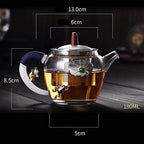 Habiba Tea Kettle Creative Small Teapot Transparent Glass Tea Kettle with Stainless Steel Infuser Hilter, Brewing Container for Home Office Household - Image 2
