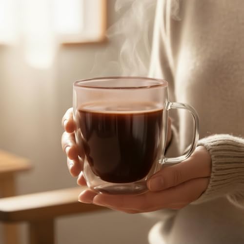 12oz Double Wall Glass Coffee Mugs, Set of 4 - Image 4