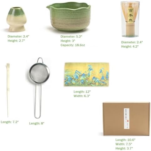 Matcha Whisk Set, 18.6oz Ceramic Matcha Bowl with Spout, Bamboo Whisk, Whisk Holder, Scoop - 6Pcs Elegant Matcha Set for Gifting and Personal Use Gradient Green - Image 7