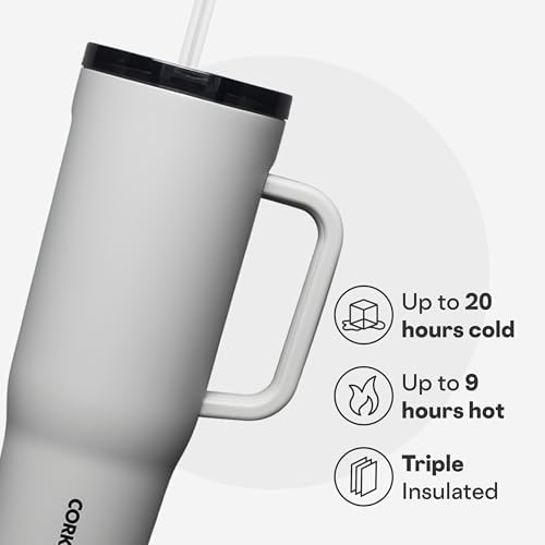Corkcicle Cruiser Tumbler with Handle & Straw, 40 oz, River Rock - Image 3