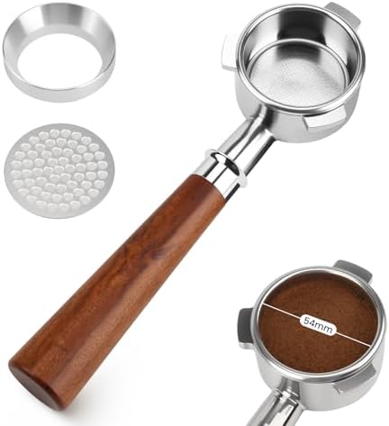 54mm Bottomless Portafilter Compatible with Breville Barista Express/Pro/Touch/Bambino Plus and Bambino Plus, Filter Basket + Puck Screen Included by Tegrace
