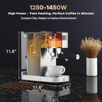 Takywep Compact 20 Bar Espresso Machine with Built-In Steam Milk Frother, Stainless Steel Semi-Automatic Coffee Maker with Removable Water Tank for Lattes, Cappuccinos, Macchiatos, Home and Office - Image 2