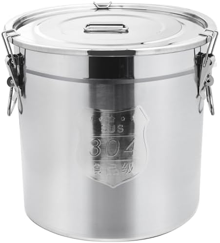 33L/8.7 Gal 304 Stainless Steel Containers with Lids 1116 Oz Airtight Containers with Lids and Lock Hole 304 Stainless Steel Container with Lid for Storage 304 Airtight Stainless Bucket by Alinwirsy