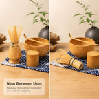 Bamboo Matcha Whisk Set with Holder, Scoop and Bowl for Tea Practice - Image 3
