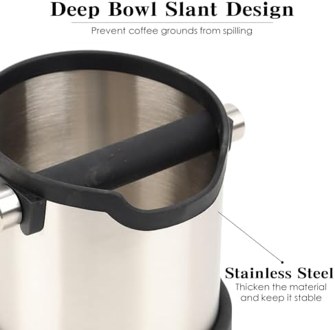 Coffee Tapping Box, Stainless Steel Espresso Floor Container, Waste Coffee Bucket, Barista, And Anti Slip Base Coffee Tools (Silver) - Image 5