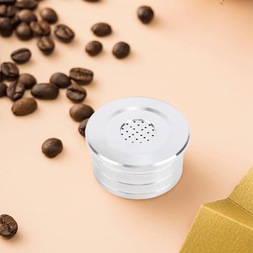 Reusable Coffee Capsule, Silver Stainless Steel Coffee Capsule Filter Kit Espresso Machine Accessories and Tools for Coffee Machine (with Paper Filters Brush Spoon Press Hammer) - Image 3