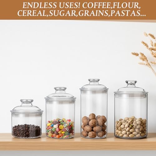 Suclain 4 Pack Acrylic Cookie Candy Jar with Lid, 14oz,24oz,34oz,50oz - Image 6