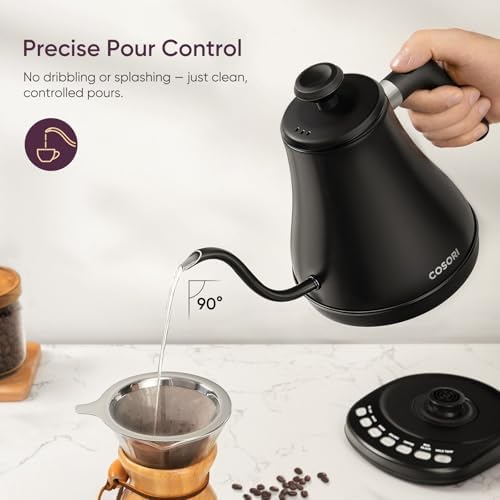 COSORI Electric Gooseneck Kettle with 5 Temperature Control Presets,Pour Over Kettle for Coffee & Tea,Hot Water Boiler,100% Stainless Steel Inner Lid & Bottom,1200W/0.8L,(Pack of 4) - Image 3
