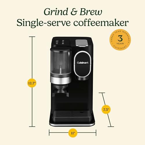 Cuisinart Single-Serve Coffee Maker + Coffee Grinder with 8 oz., 10 oz., and 12 oz. Serving Size, Compatible with Single-Cup Pods, 48-Ounce Removable Reservoir, Stainless Steel, DGB-2 - Image 6