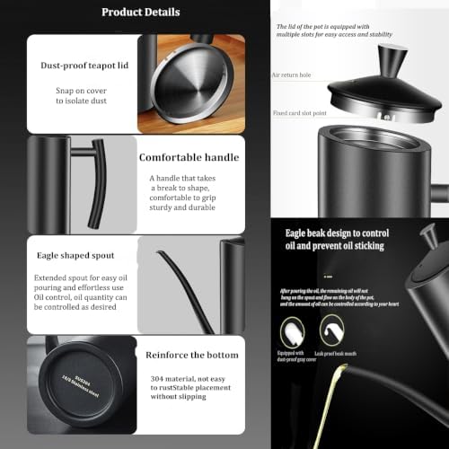 Matte Black Pour Over Coffee Kettle,Stainless Steel Gooseneck Spout Hand - Image 2