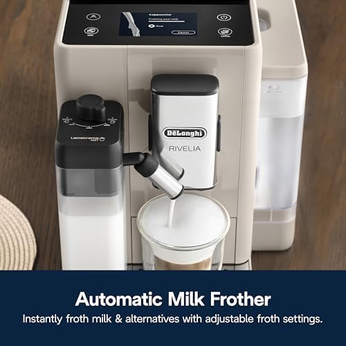 De'Longhi Rivelia Automatic Espresso Machine, Grinder, Milk Frother, Beige - Image 6