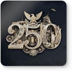 250 Anniversary USA Coasters, Patriotic 4th of July Drink Coasters, USA 250th, American Semiquincentennial Set of 4 (250 Gold Seal Navy Black, 3.75" x 3.75") - Image 3