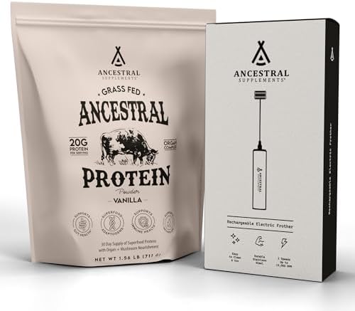 Frother+Vanilla Protein+Colostrum Sticks by AncestralSupplements