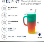 Silipint 32oz Silicone Humbler Tumbler with Handle, Flip Lid and Straw – BPA-Free, Non-Toxic, Unbreakable, Microwave, Dishwasher Safe – Perfect for Tea, Cold Water, The Patriot - Pack of 2 - Image 2