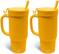 Silipint 32oz Silicone Humbler Tumbler with Handle, Flip Lid and Straw – BPA-Free, Non-Toxic, Unbreakable, Microwave, Dishwasher Safe – Perfect for Tea, Cold Water, Classic Yellow - Pack of 2 by Silipint