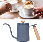 Coffee Kettle Coffee Pour Over Kettle 600ml Gooseneck Vent Hole Wooden Handle Food Grade Stainless Steel Ergonomic Gooseneck Kettle (Blue) - Image 2
