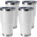 HASLE OUTFITTERS 30oz Stainless Steel Tumbler, Double Wall Vacuum Insulated Travel Mug Tumbler, Durable Insulated Coffee Mug, Gift Box Set (White, 4) by HASLEOUTFITTERS