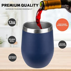 StarSpeed 12oz/6 Pack Insulated Wine Tumbler with Lid,Navy Blue - Image 3