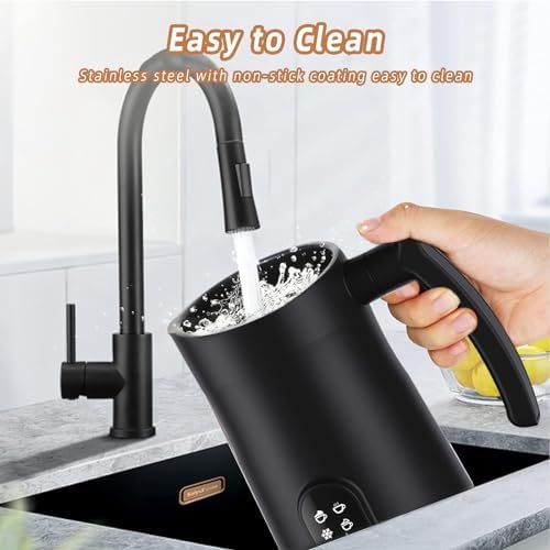 Milk Frother, 4 in 1 Electric Milk Frother and Steamer with Handle, Saicefe 11.8oz/350ml Automatic Warm and Cold Foam Maker for Coffee,Latte, Cappuccino, Hot Chocolate, 400W, Black - Image 5