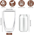 MESNEY 17 oz Double Walled Glass Coffee Mugs, Glass Coffee Mugs Set of 4, Insulated Clear Cappuccino Latte Mugs for Home, Cafe & Restaurant, Durable Stackable Drinking Glasses - Image 2