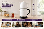 B Unique Electric Turkish Samovar, 1.8L Stainless Steel Kettle with Porcelain Teapot, Keep Warm Function, Removable Filter, Cordless Base, Digital Display - Image 2