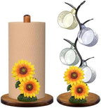 GAJ Sunflower Paper Towel Holder & Mug Tree - Modern Farmhouse Sunflower Decor for Kitchen Coffee Bar - Gifts for Women - 3D Yellow Stuff Decorative Accessories by Unknown