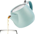 Tealyra - Pluto Porcelain Small Teapot Turquoise - 18.2-ounce (1-2 cups) - Matte Finish - Stainless Steel Lid and Extra-Fine Infuser To Brew Loose Leaf Tea - 540ml - Image 5