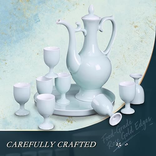 10 Pcs Porcelain Wine Cup,Baijiu Glass,Chinese Liquor Cup,Ceramic Wine Set - Image 2