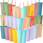 Honeydak 30 Pack Plastic Cups with Lids Straws,Pastel Color by Honeydak