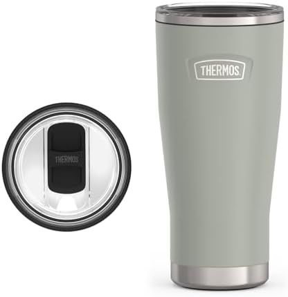 THERMOS Icon Series 24oz Stainless Steel Tumbler with Slide Lock Lid, Leakproof, Fits Cupholder, Dishwasher Safe, Griptec™ Non‑Slip Base, Keeps Drinks Hot 6 Hrs/Cold 22 Hrs, River Rock by Thermos