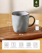famiware Coffee Mugs Set of 4, Ocean Square 13oz Coffee Cup Set with Handle - Image 4