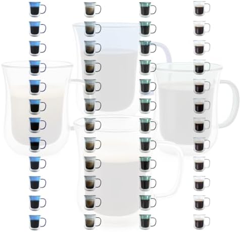 LEMONSODA Double Walled Glass Coffee Mugs With Handle, 10oz, Set of 48 by LEMONSODA